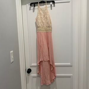 Pink/cream high-low dress size Medium.